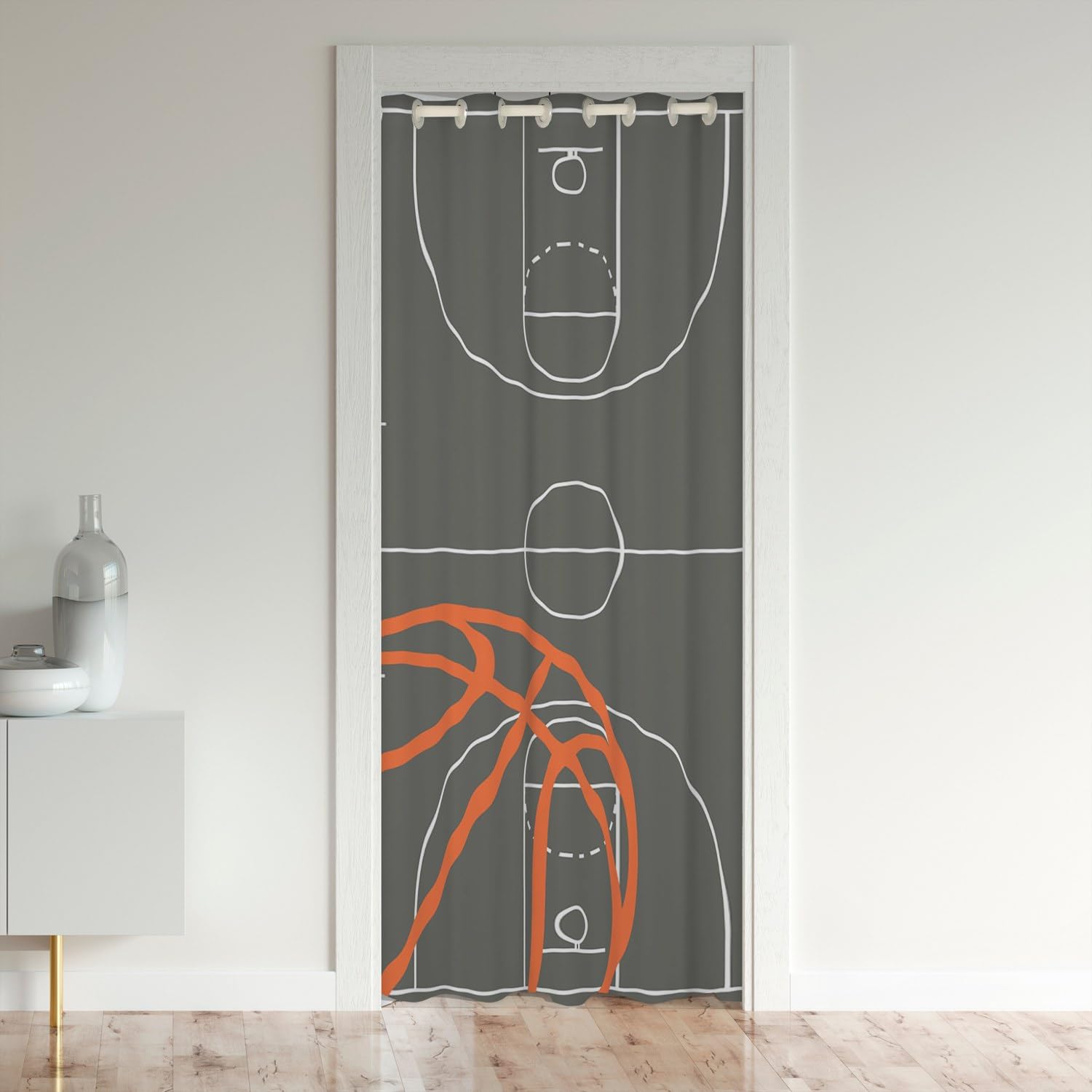 Basketball Door Curtain Extreme Sports Game Style Doorway Curtain for Closet Door Basketball Court Geometric Circles Lines Door Drape for Bedroom Privacy 1 Panel 34