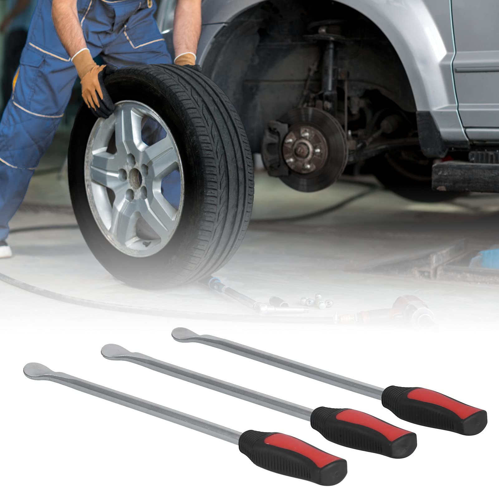 3 Stück Löffelhebel Reifenheber Werkzeuglöffel Robuste Stahlkonstruktion Reifenwechselset für Autoreparaturmaschinen DIY 45# Stahl Polypropylen 37,1 cm