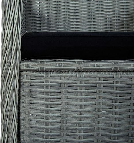 Miniatura 8 de Sillas de patio con cojines, 2 piezas, ratán de polietileno, gris claro, comedor, sillas de mesa de comedor para playa, patio, picnic, estudio