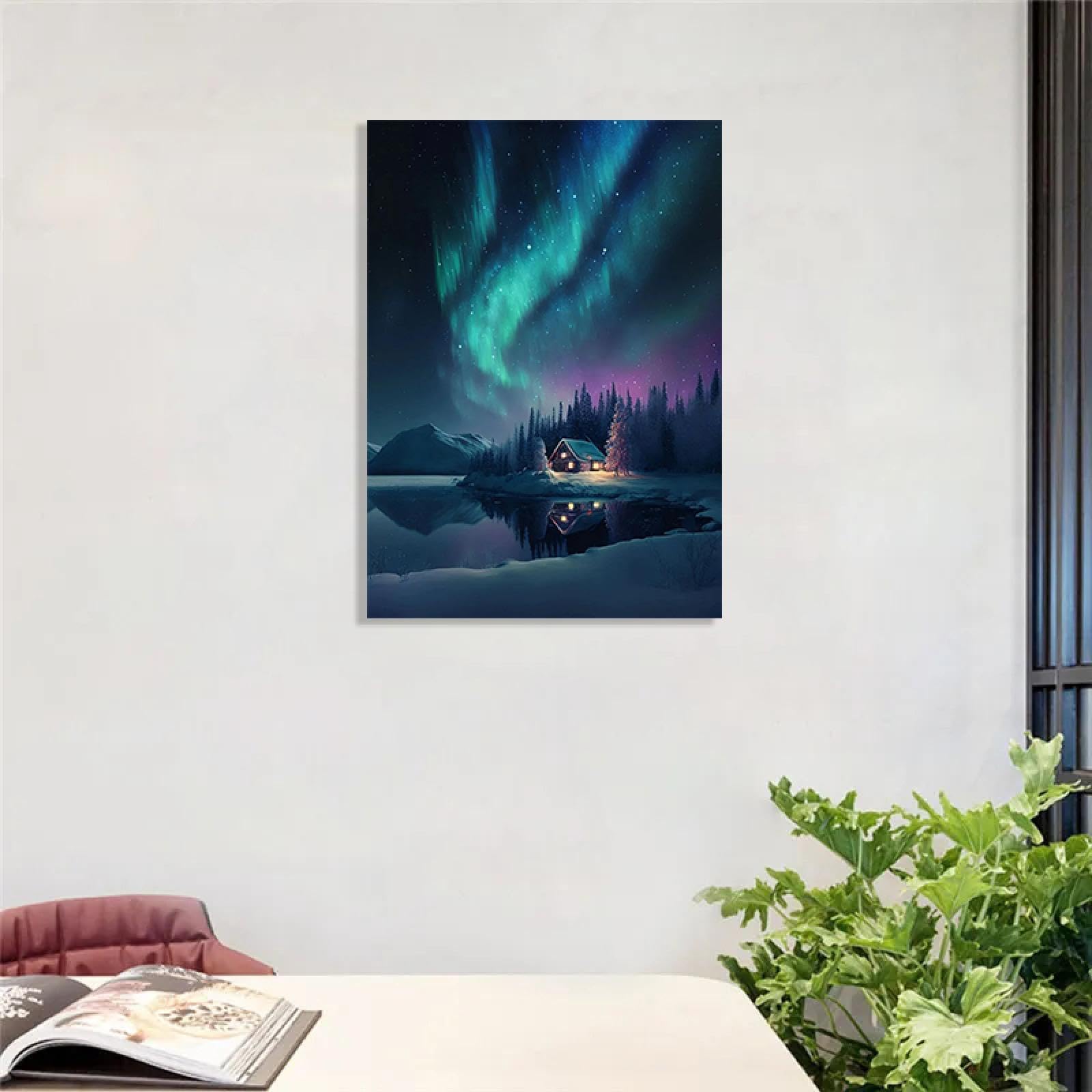 Cuadro Lobo Aurora Vvovv - Lienzo 48x32 Pulgadas, Decoración Norteña