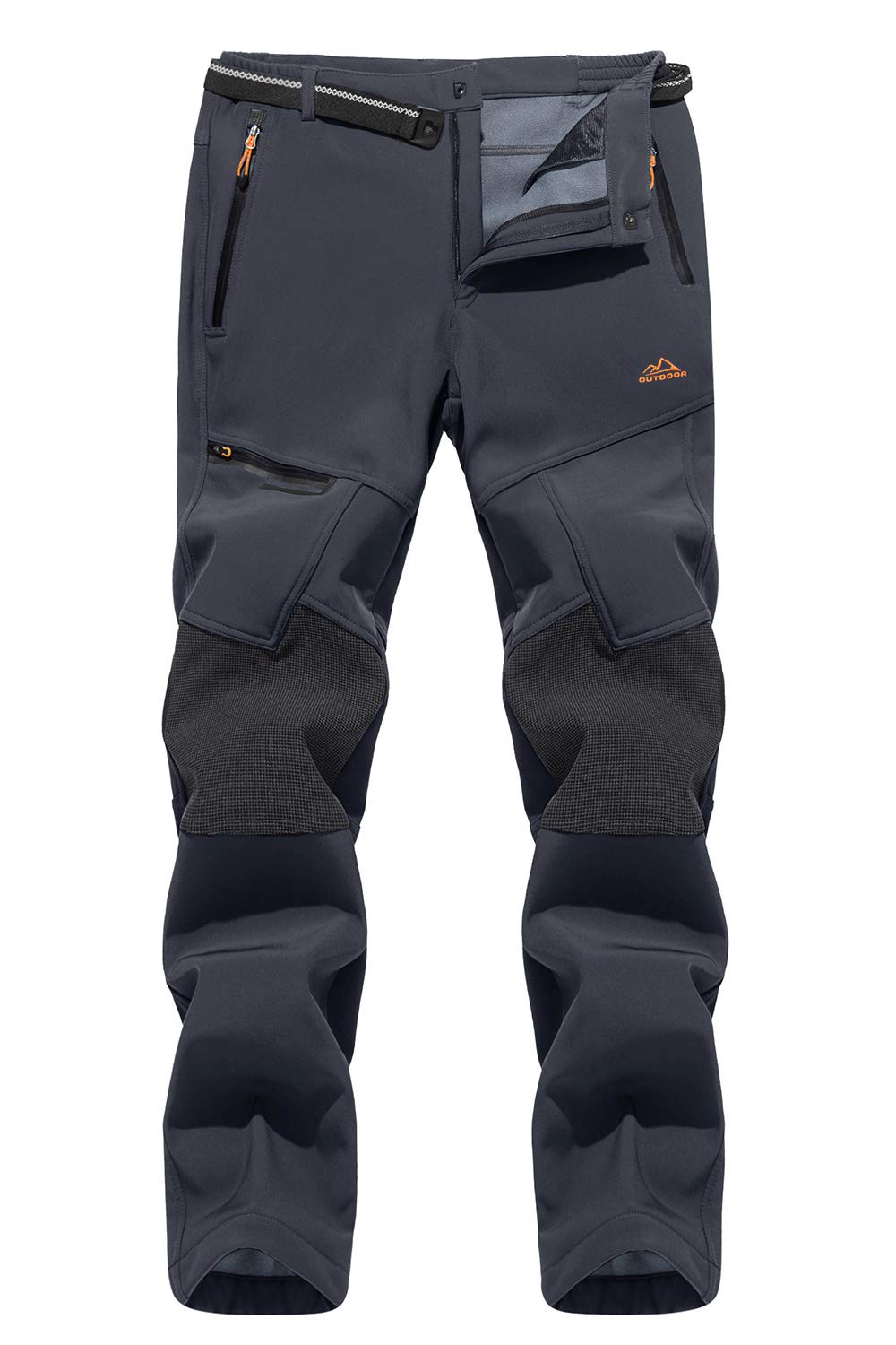 MAGCOMSENMen's Water Resistant Fleece Lining Winter Trousers Warm Outdoor Workwear Hiking Skiing Pants with Mulit Zip Pockets