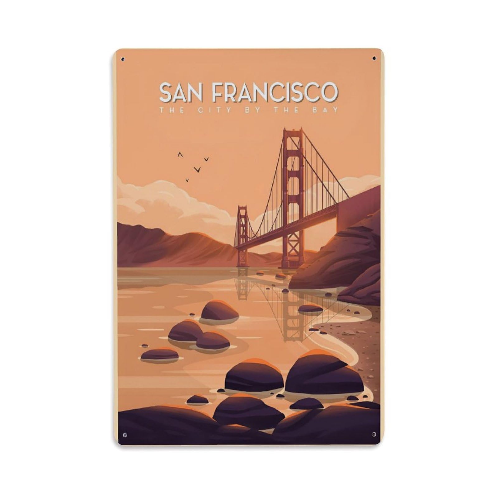 Vintage Travel Poster SAN FRANCISCO Metal Tin Sign Wall Decor for Cafe, Club, Garden Metal Poster 8x12Inch