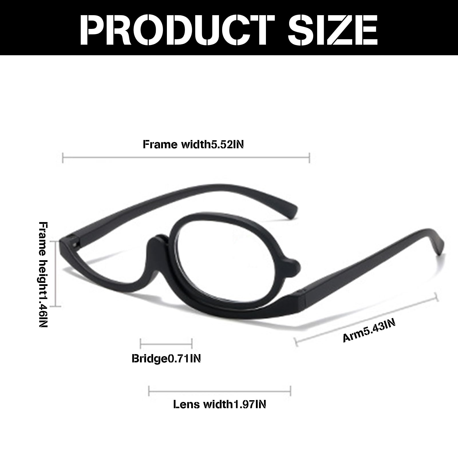 LUOLINGONGJUE® Make up Reading Glasses Magnifying Makeup Glasses Flip Up Cosmetic Readers | Print | (+1.50) 1