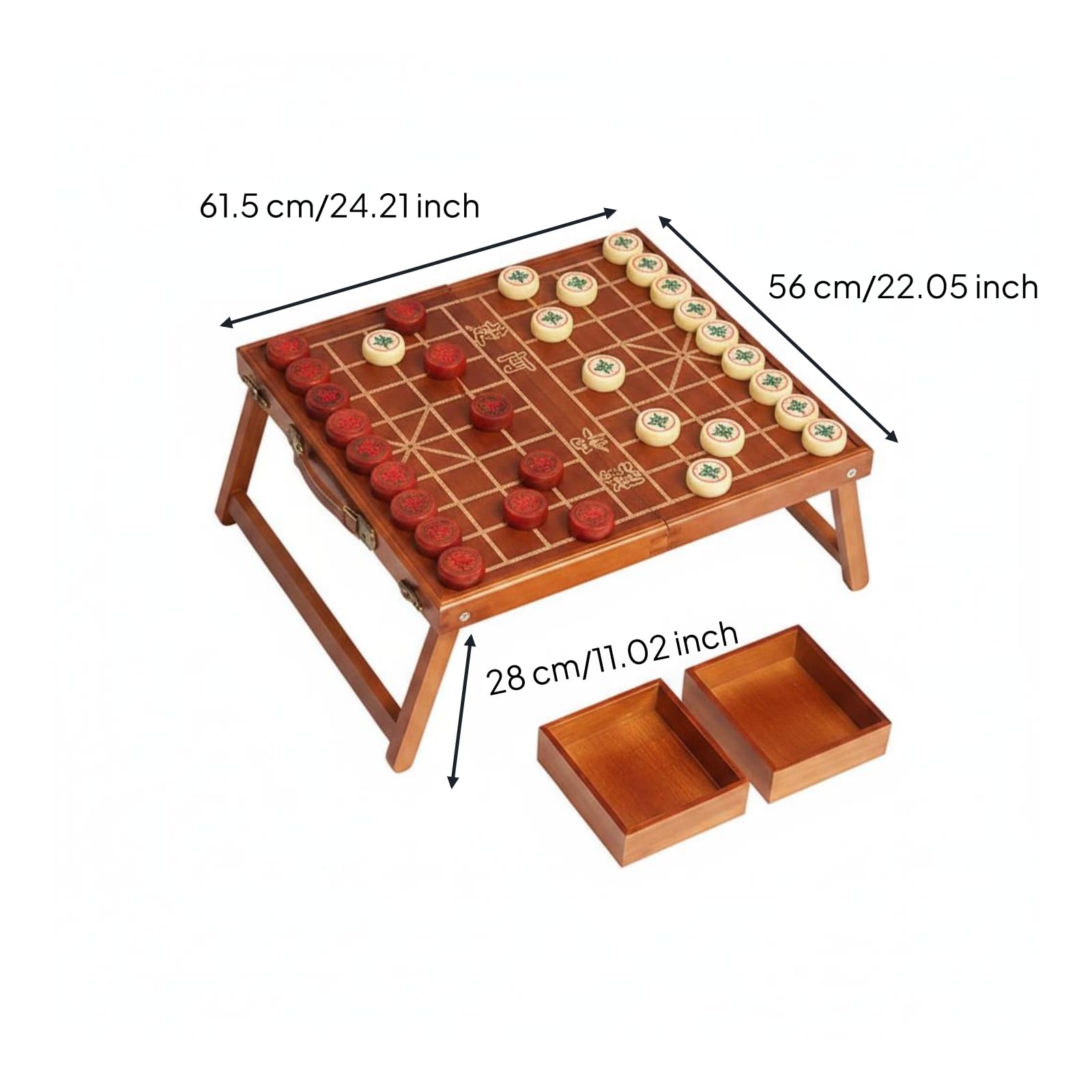 Scacchiera Tavolo da Gioco Foldabile in Legno con Manico per Trasporto Funzione Pieghevole Stile Xiangqi Adatta a Viaggi, style to 3