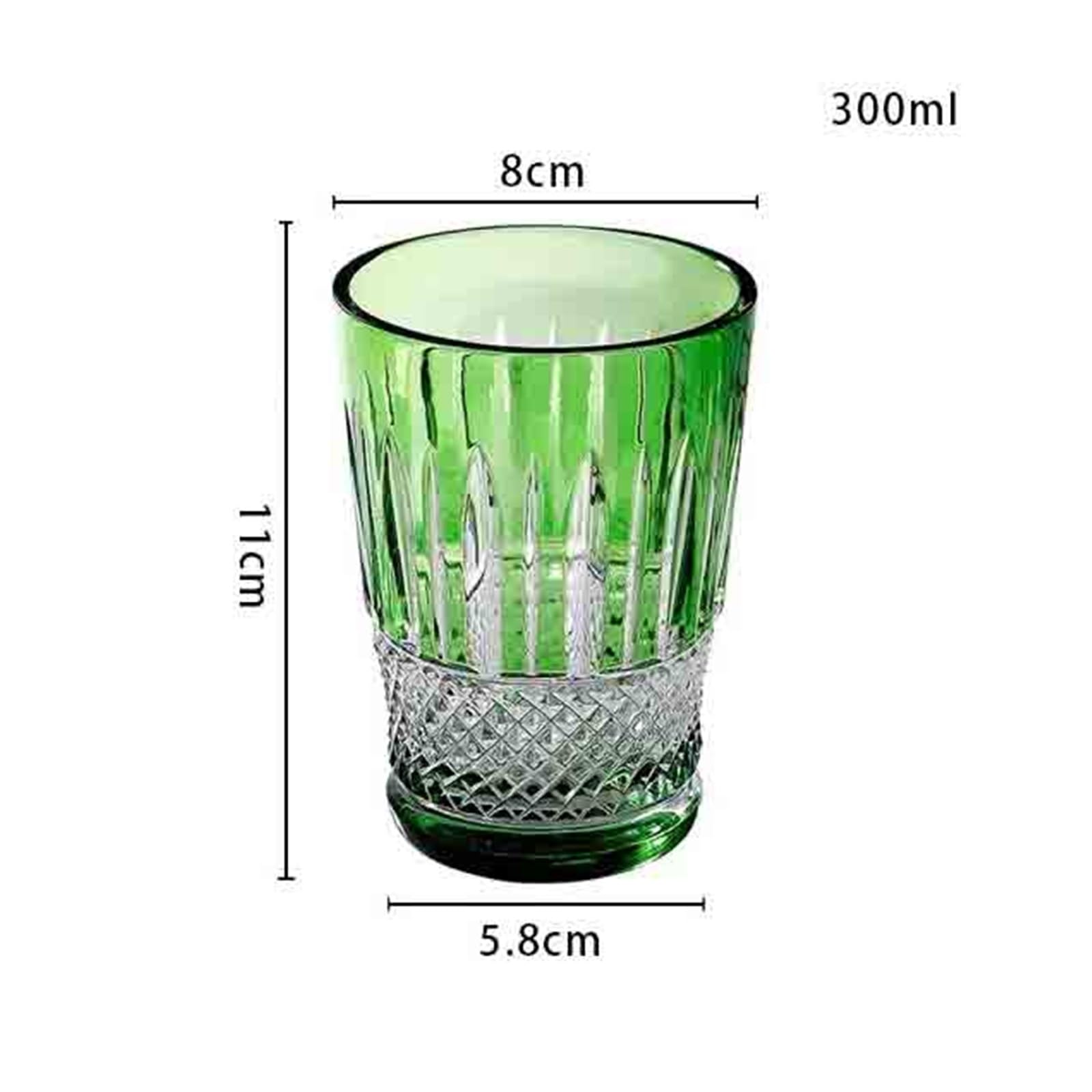 Szklanki do wody Zielone szklanki do picia, wykwintne, wytłoczone diamentami szklanki do wody, soków, napojów i piwa, 300 ml do kuchni domowej