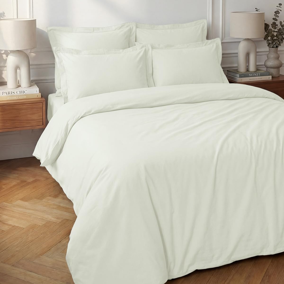 Sensei Maison - Housse de Couette en Percale Coton Soft Percale - 260x240 cm - Ecru