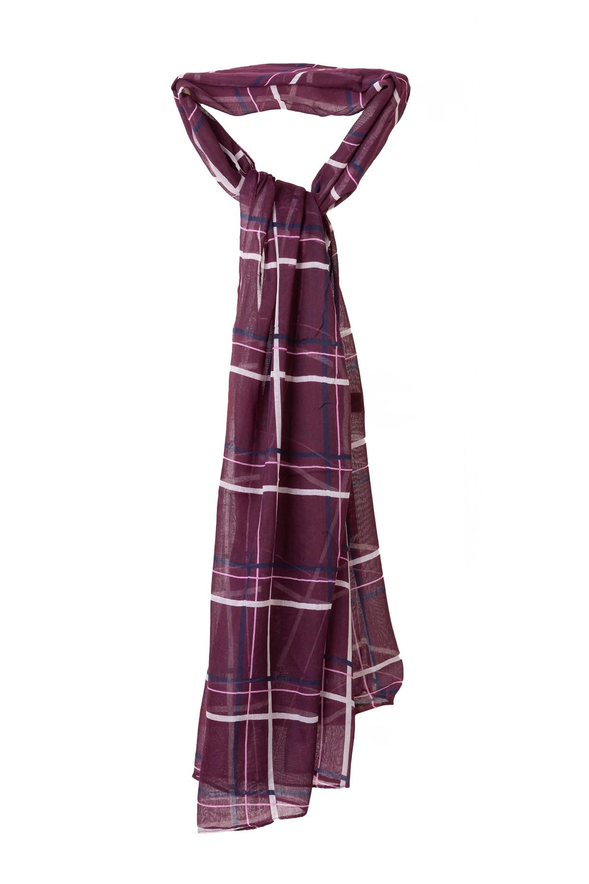 Rydale Ladies Floaty Scarf Stylish Checked Summer Women's Scarves Wrap Shawl 3 Colours (Berry, One Size)
