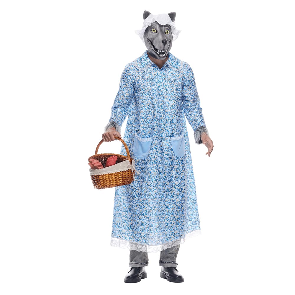 EraSpooky Adulto Big Bad Granny Wolf Disfraz de Wolf Funny Halloween Hada de hadas Little Red Riding Caperina para hombres Mujeres