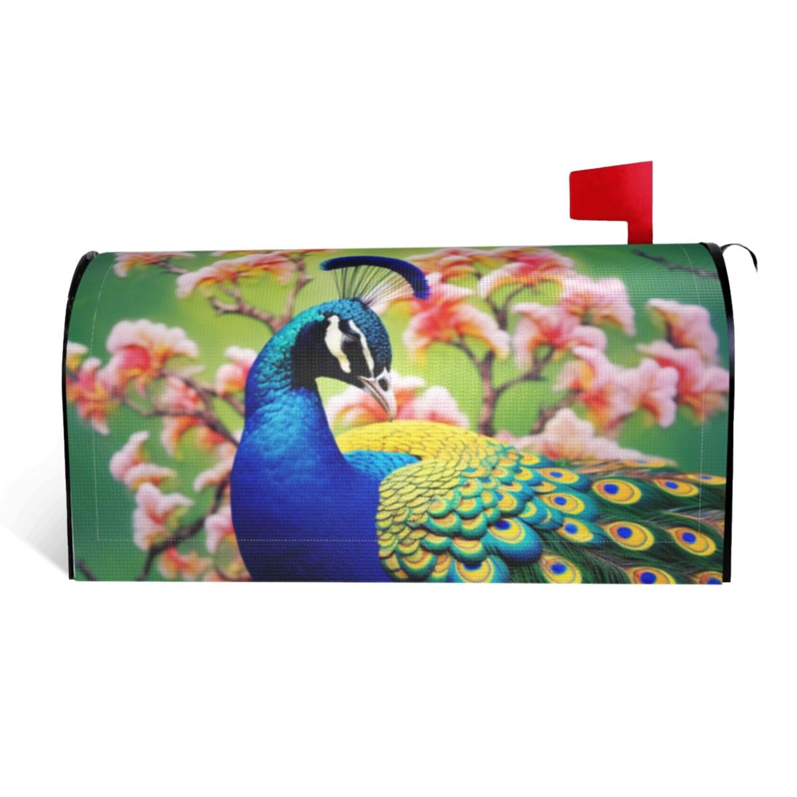 Peacock Mailbox Covers Magnetic Standard Size 21x18 in, Decorative Post Letter Box Cover Waterproof Mailbox Wraps Outdoor Post Wraps for Garden Yard Home Decor