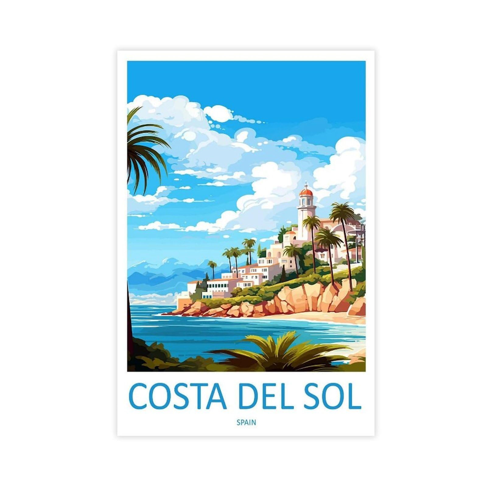 QOGDAF Costa Del Sol Travel Spain Canvas Poster Bedroom Decor Landscape Office Room Decor Gift 12x18inch(30x45cm)