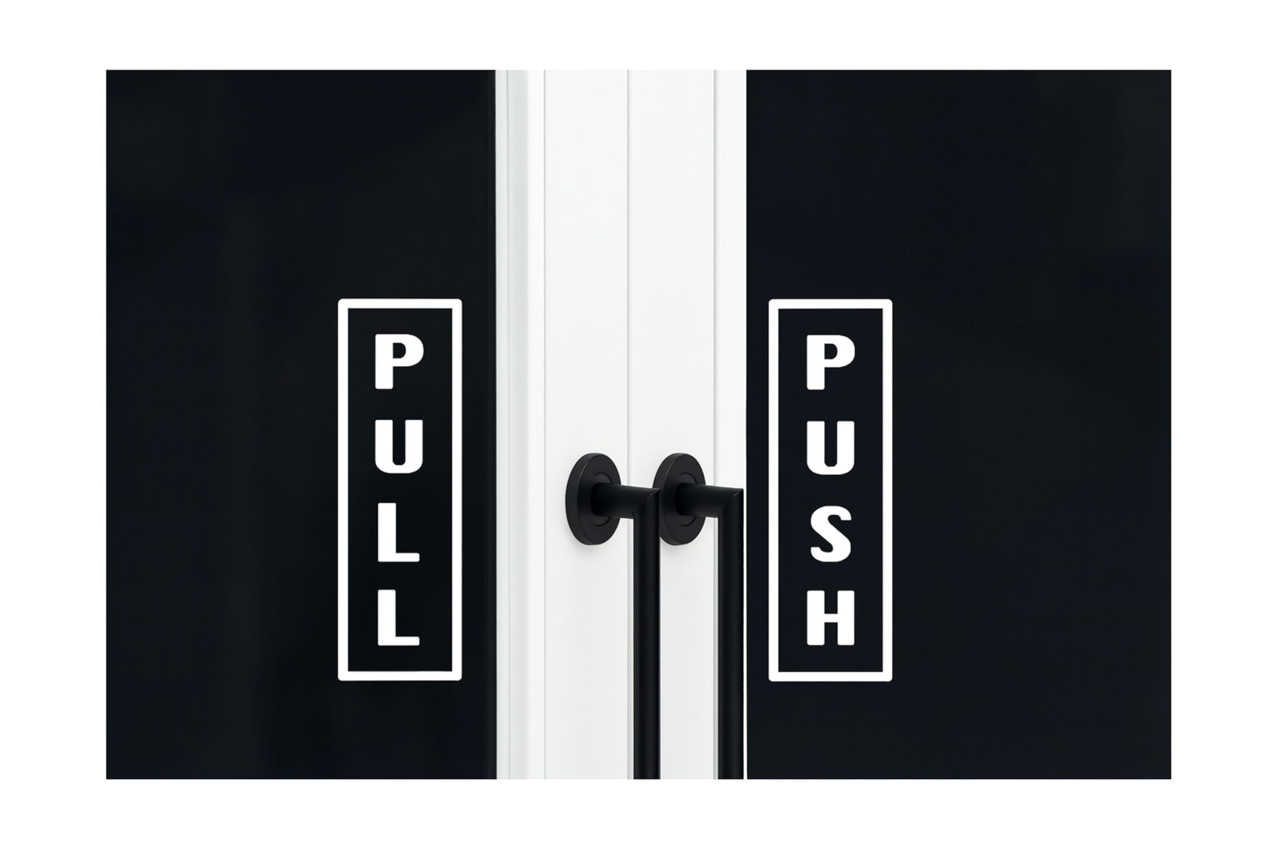 White Vertical Pull and Push Vinyl Decal Set - 2x6.5 Inch Each - Stylish Door Signage, Clear Communication - Easy to Apply, Long-Lasting Design (Classic Surface Application)