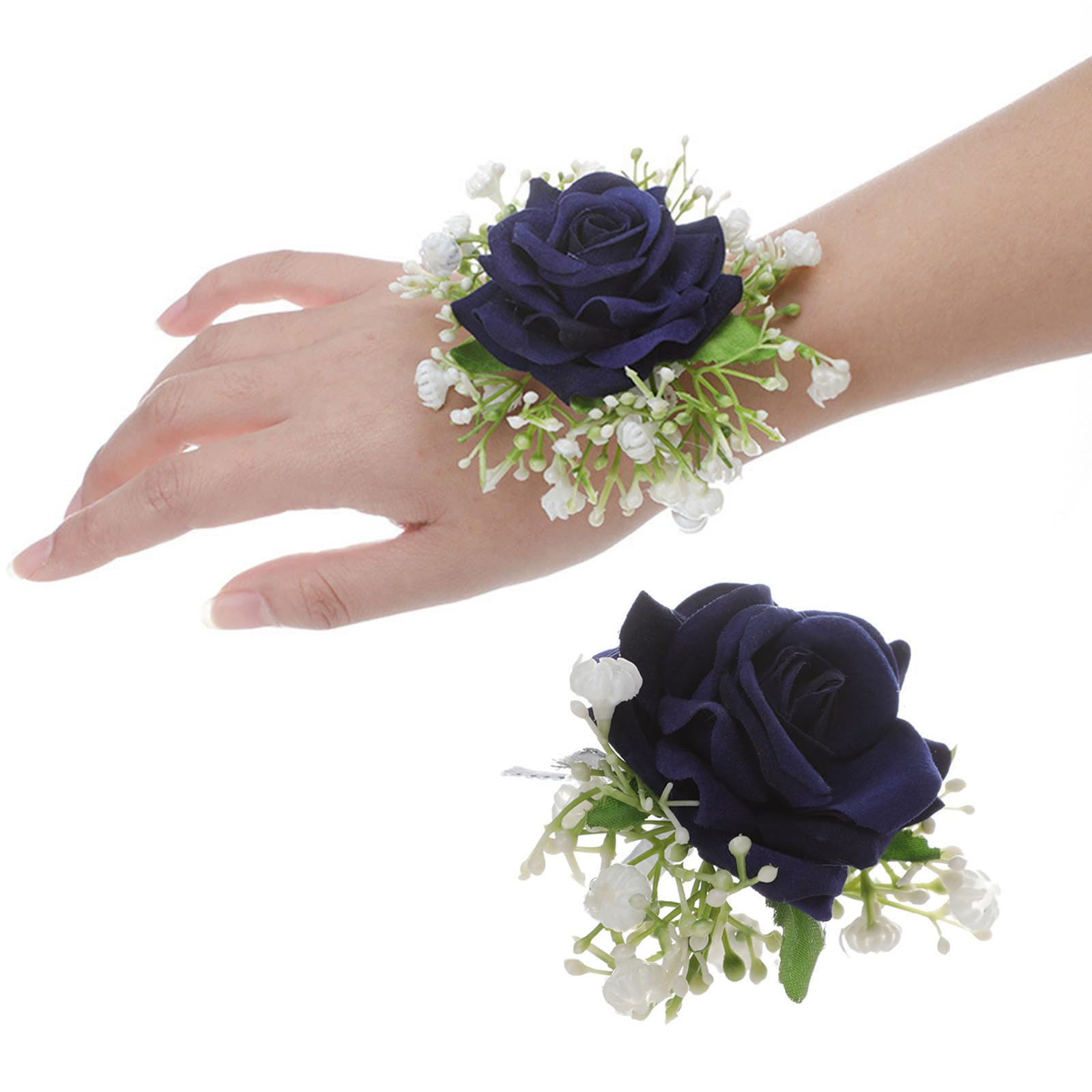 alloneslife Artificial Flower Boutonniere Wedding Wrist Corsage 2in1 for Bride Bridesmaid Groom Groomsmen Formal Meeting Ceremony Corsage Boutonniere Set for Weddings