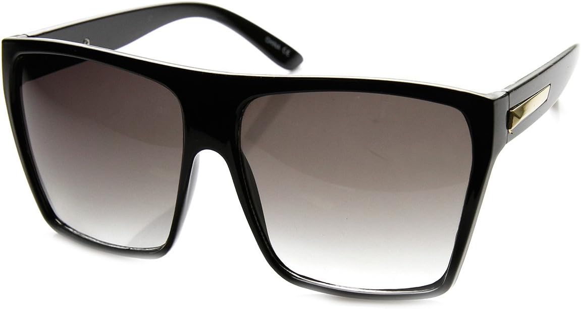 zeroUVSuper Oversized Sunglasses Unisex Flat Top Square Frame Fashion Wear Black Silver