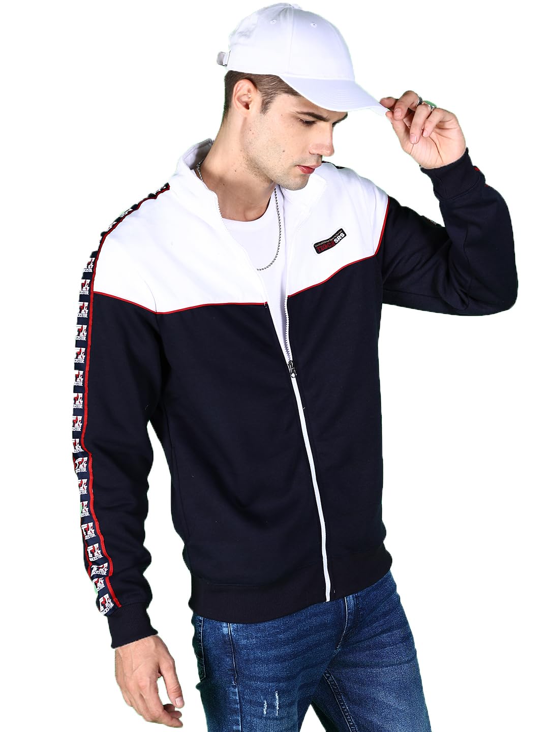 the indian garage co Men's Polyester Regular Fit Colourblocked High Neck Front Open High Neck Sweatshirt-picture-34