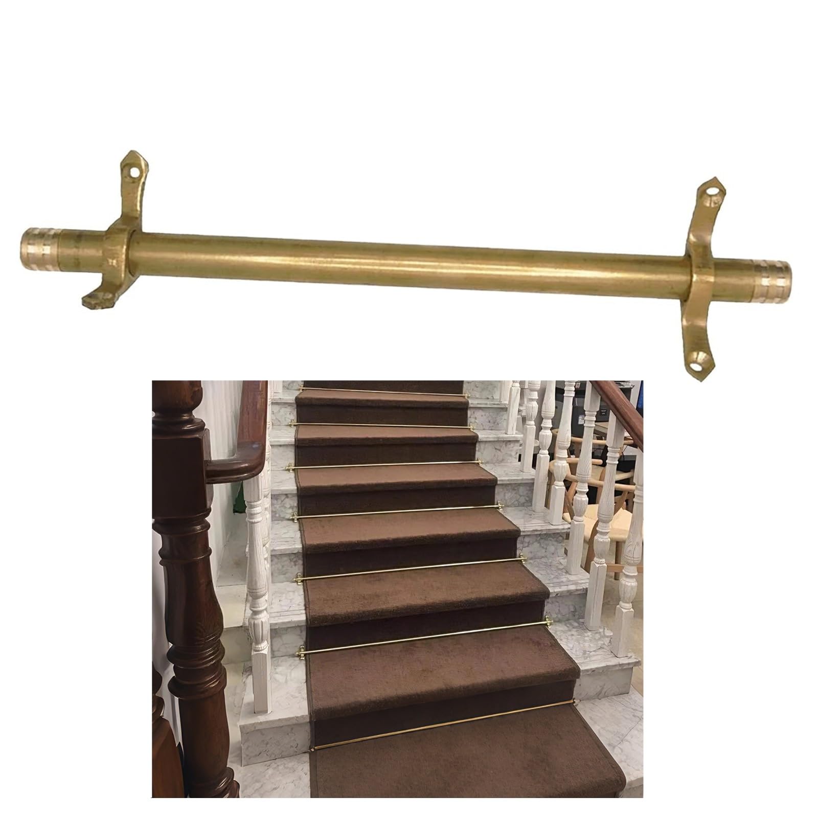 DFGHNBVC Stair Rods For Carpet Runner, Custom Length, Antique Brass Finish,13Pcs-40In(102Cm)
