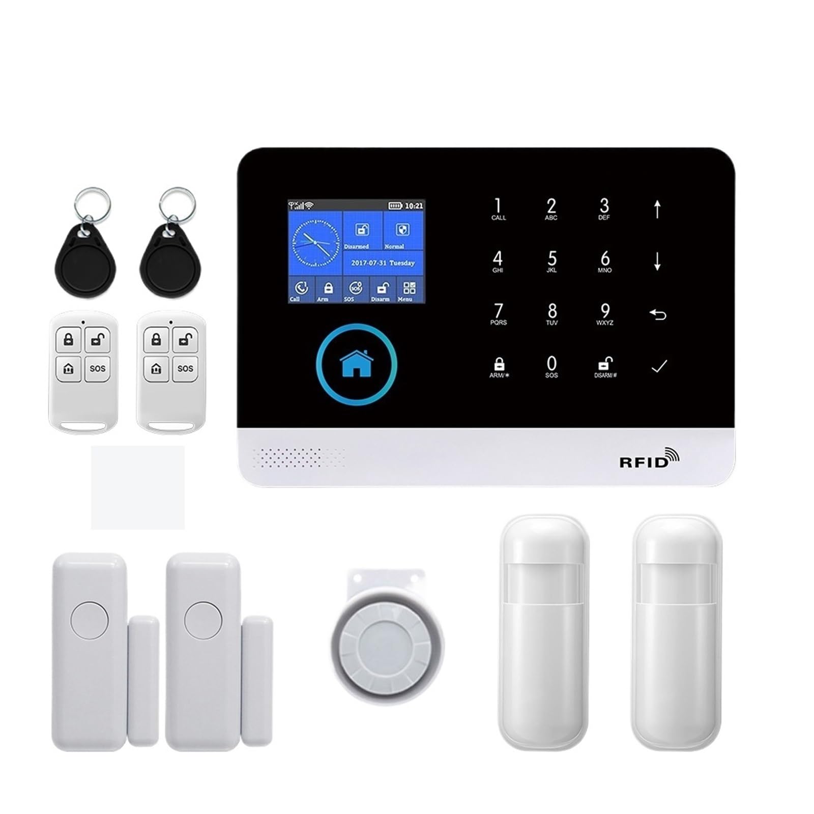 TUYA Wireless WIFI GSM Home Security Alarm System With Solar Strobe Siren PIR Motion Sensor Compatible Remote Monitoring(B)