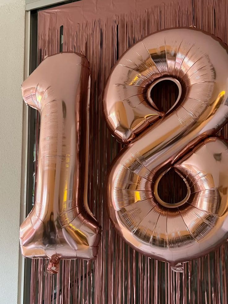 Image of Number Balloons Rose Gold 28 Balloon 40 inch for 28 Birthday Decoration | Saturated Color, Large 40 in, With Straw & Hanging Hole, For Back-to-School Season, Wedding, Christmas, New Year, Anniversary