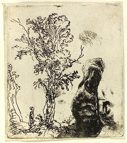 Tableau Rembrandt Van Rijn feuille avec deux études impression d'art murale 60x90cm