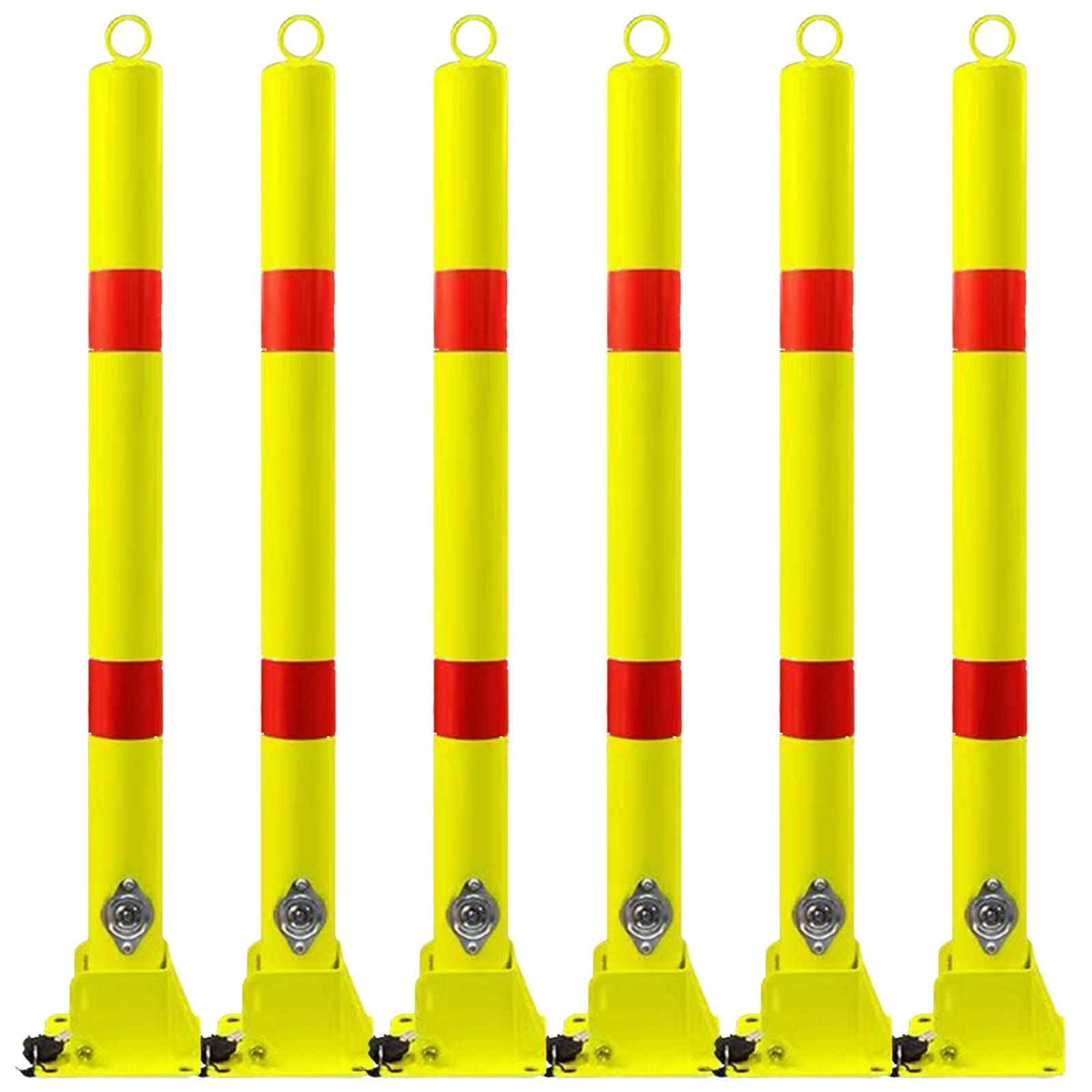 WDSOPK Parking Safety Bollards, Metal Bollard Parking, Driveway Barrier, Safety Bollard Post, Safety Bollard 2g Bollard for Traffic-Sensitive Area （Yellow-6pcs）