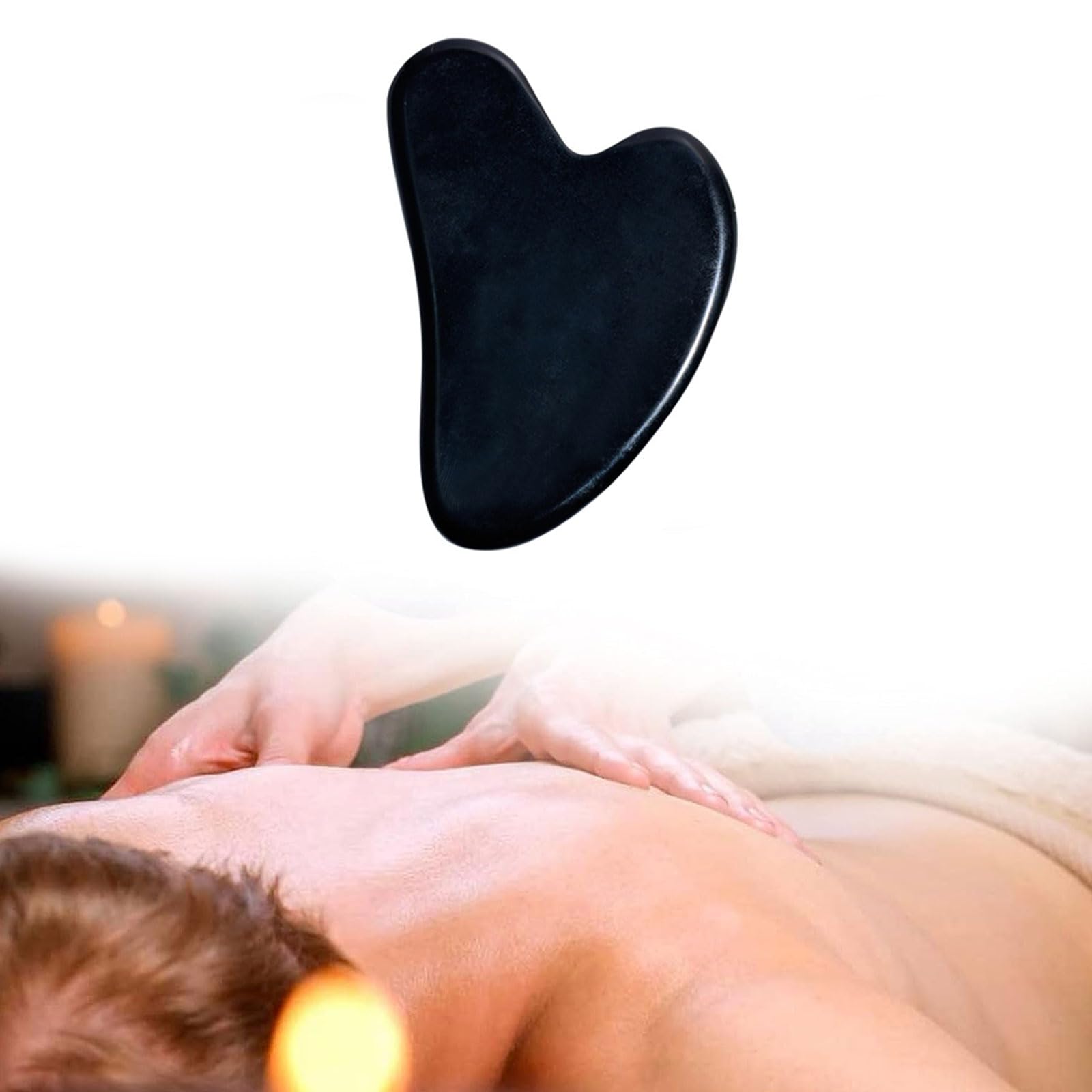 Tablero Gua Sha Jade, Gua Sha para Cara, Gua Sha para el Masaje Facial, Masajeador de Ojos, Gua Sha Masajeador Facial, Rodillo Masaje Muscular y Masajeadores de Ojos, Negro