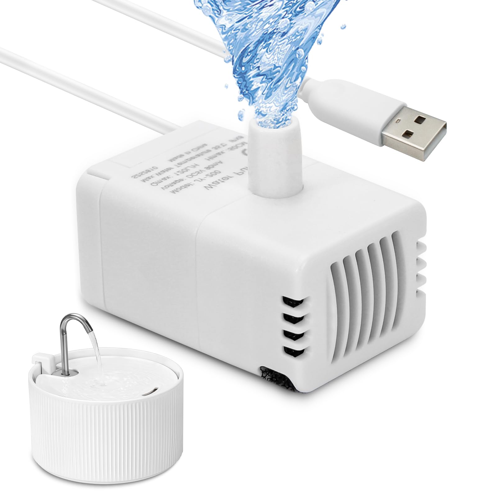 Ceramic Cat Water Fountain Ultra-Quiet Pump -2.2L/78oz Ceramic Cat Fountain, Automatic Ceramic Water Fountain for Cats, Pet Water Fountain (White)