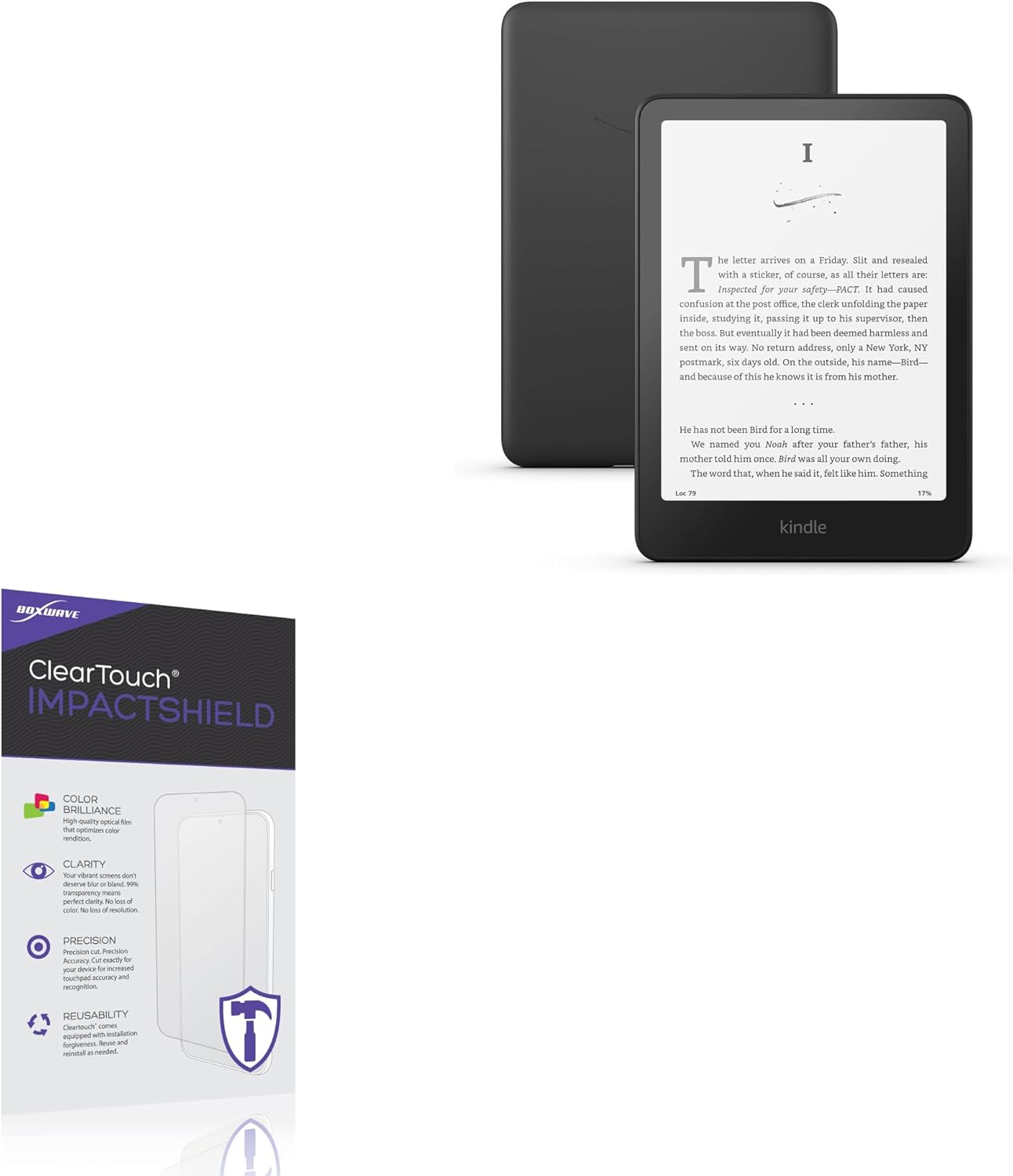 BoxWave Screen Protector Compatible with Amazon Kindle Paperwhite (11th Gen) - ClearTouch ImpactShield (2-Pack), Impenetrable Screen Protector Flexible Film