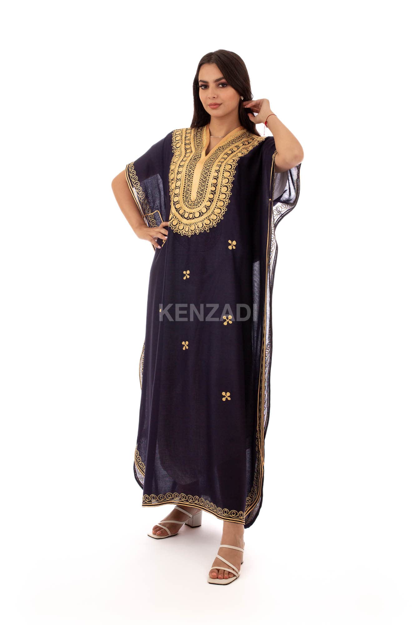 Moroccan Hand Made Caftan in Cotton with Hand Embroidery Made in Morocco
