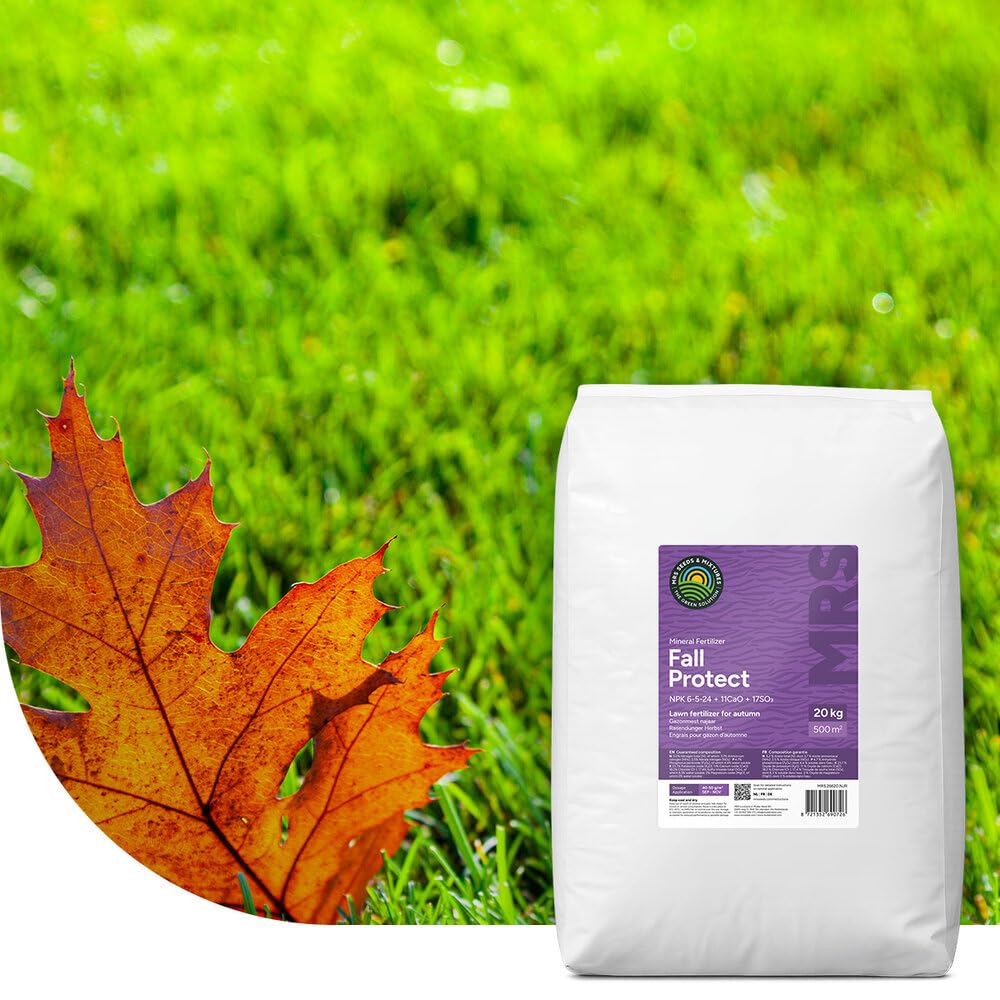Engrais d'automne pour gazon : 20 kg : 500 m² - Enrichi en magnésium pour un gazon vert foncé - Son effet reste visible jusqu’au printemps