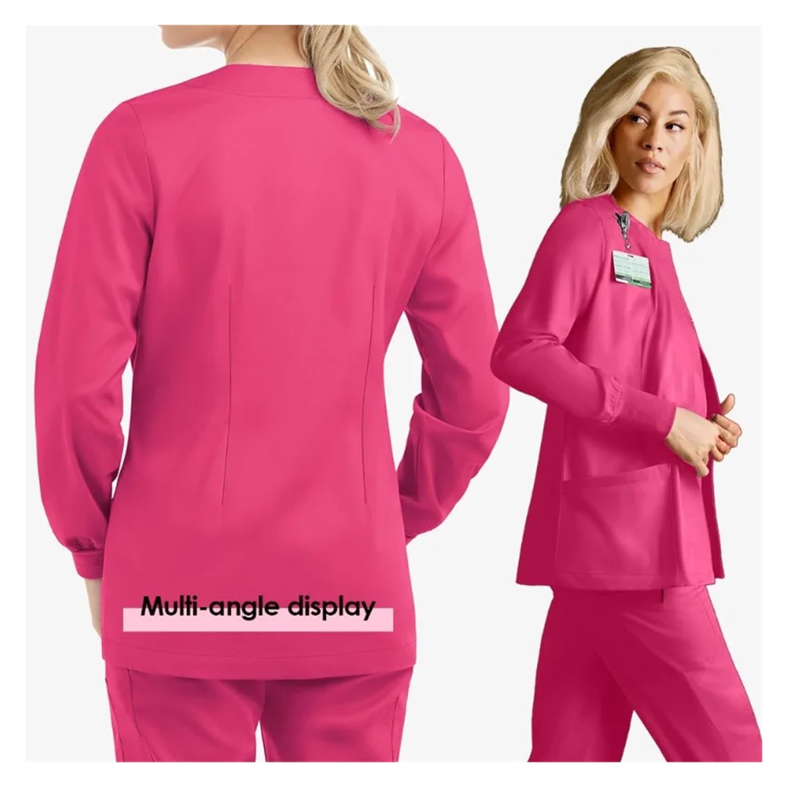 Kasacks Damen Pflege Elastische Handwaschkleidung Schönheitssalon Skin Manager SPA Arzt Arbeitsanzug Langarm V-Ausschnitt Krankenschwesteruniform-Set für Büro