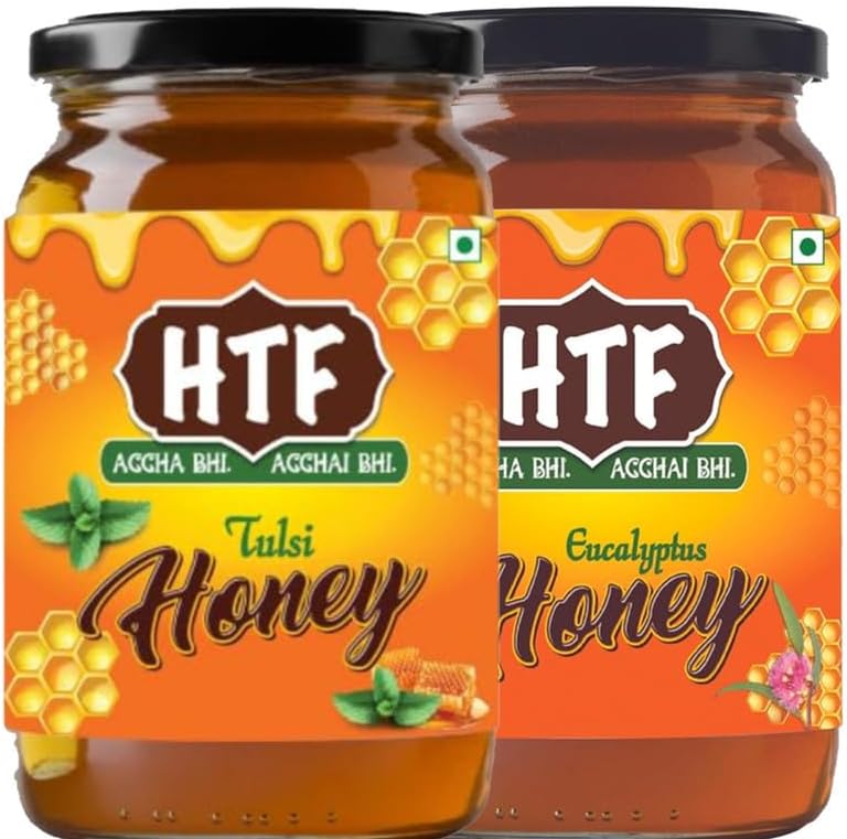 Tulsi Honey and Euclayptus Honey, 500 gm | 100% Pure | Natural, Raw & Wildcrafted (250 gm x 2, Pack of 2)