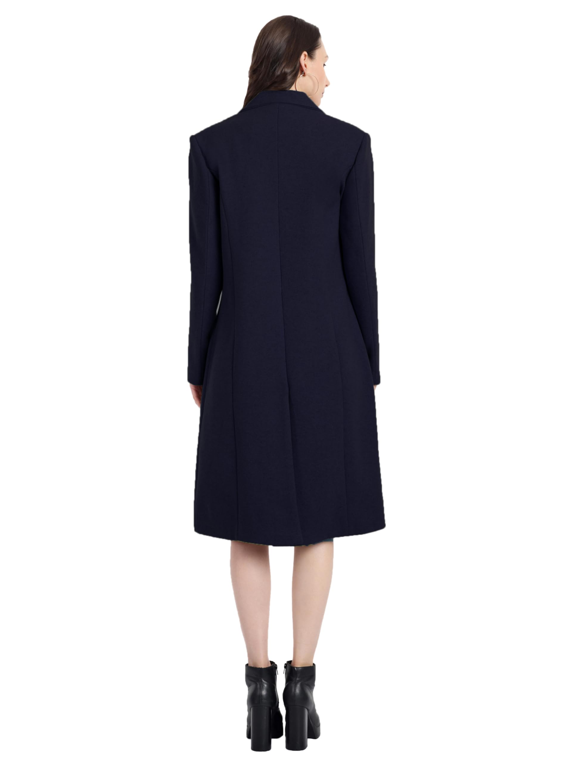 HAUTEMODA Women's Winter Coat Trench Long Sleeves Over Coat With Pocket single Breasted (IN, Alpha, L, Navy) 2