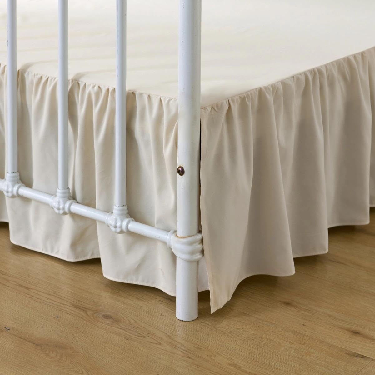 Photo 1 of xuan dian Bed Skirt Twin Size, Ruffled Bed Skirts with Split Corners, 14 Inch Drop Dust Ruffle Bed Skirt with Platform, Cream, 14'' Twin