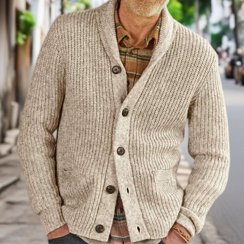 Mywinway Cardigan Sweaters for Men Fall Winter Button Down V Neck Open Front Causal Knit Tops Chunky Sweater Outerwear2