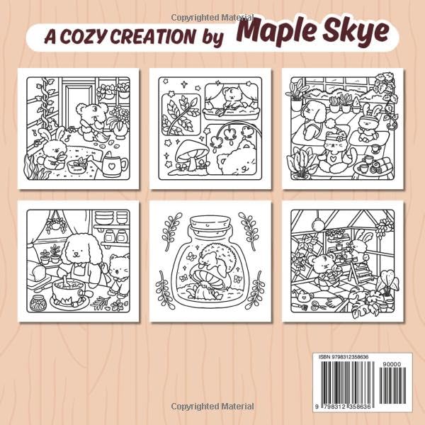 Tiny Cozy Garden: Super Cute Coloring Book for Adults and Teens Featuring Relaxing Moments of Adorable Animals in a Cozy Indoor Garden with Beautiful ... for Stress Relief (Cute & Comfy Coloring) image 3