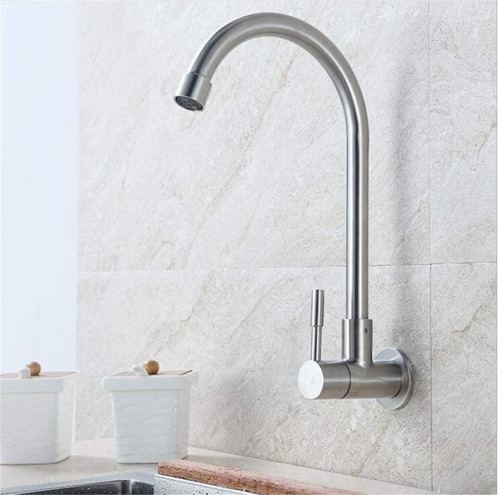 Évier de cuisine mural en acier inoxydable 304 avec mitigeur eau froide nickel brossé