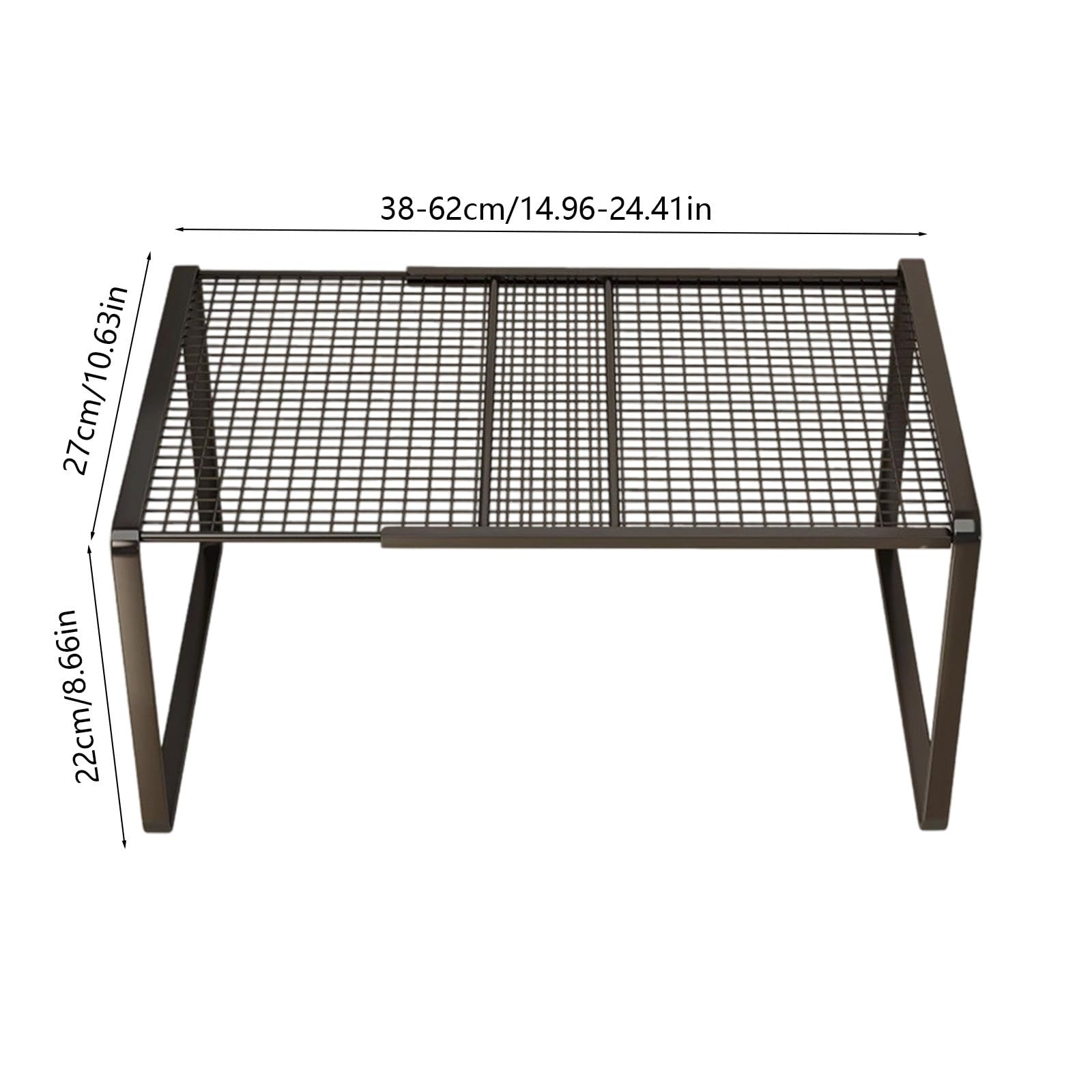 Stapelbarer Schrank-Organizer – Ausziehbare Metall-Trennwände für Schuhregal, Küche und Bad, platzsparendes Regal für Zuhause, Studenten, Büro und Familien, verschiedene Größen (A(Schwarz))