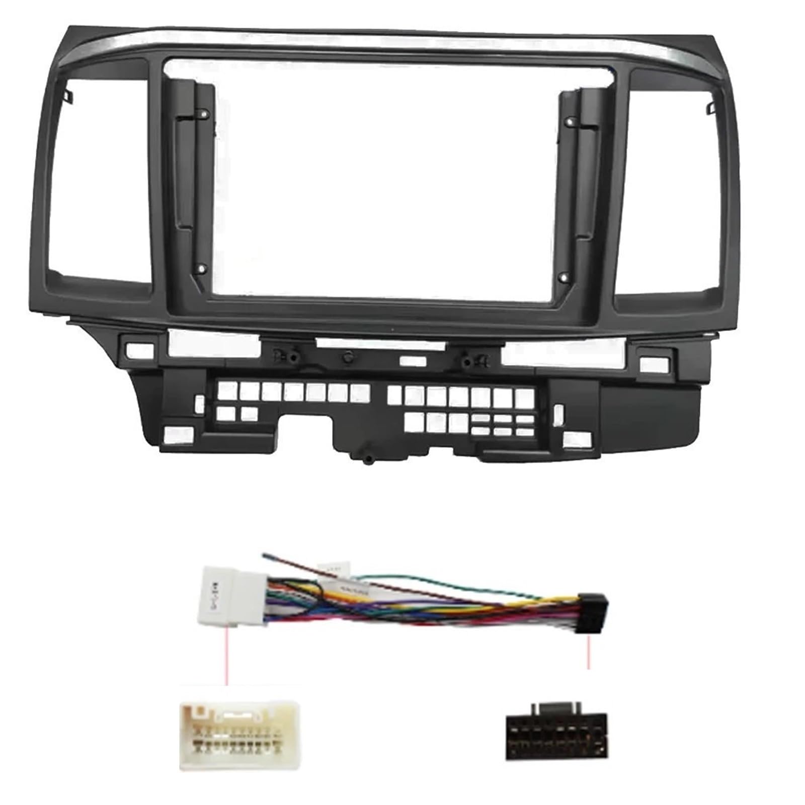 JKELPV Car Radio Frame Kit Fit For MITSUBISHI LANCER Fortis 2010-2015 Car 2 Din Head Unit Panel Dash Frame 9/10 Inch Fascia Radio adapter(9 inch cable)