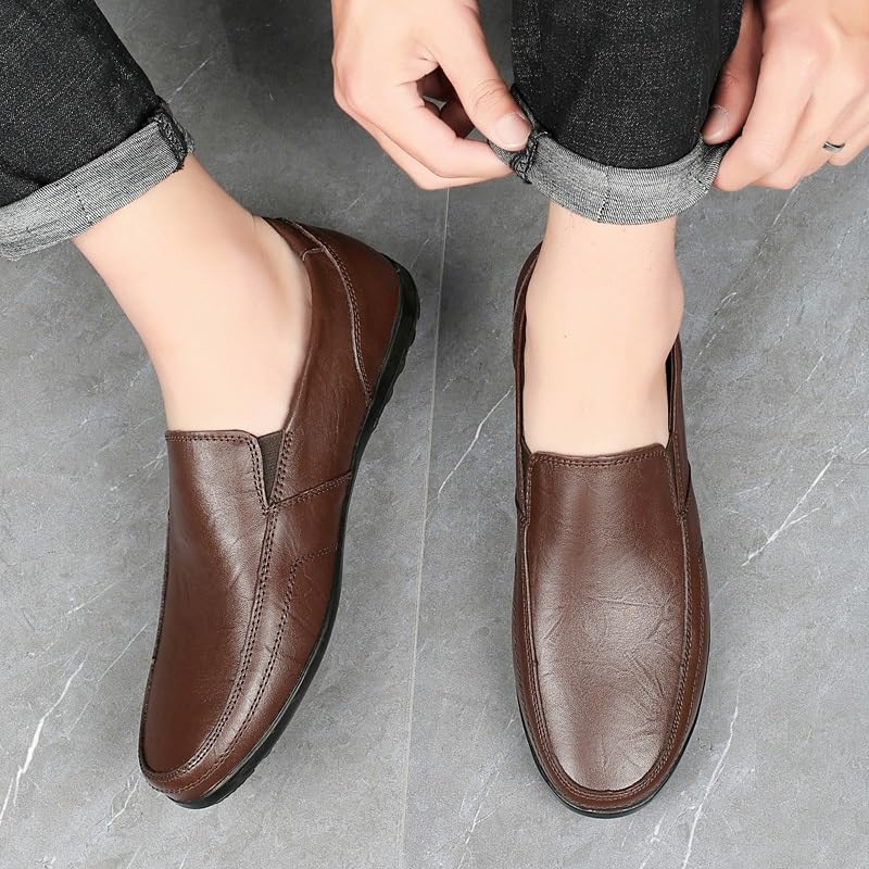 Men's Loafers Round Toe Vegan Leather Solid Color Loafer Shoes Comfortable Flat Heel Anti-Slip Prom Classic Slip-ons4