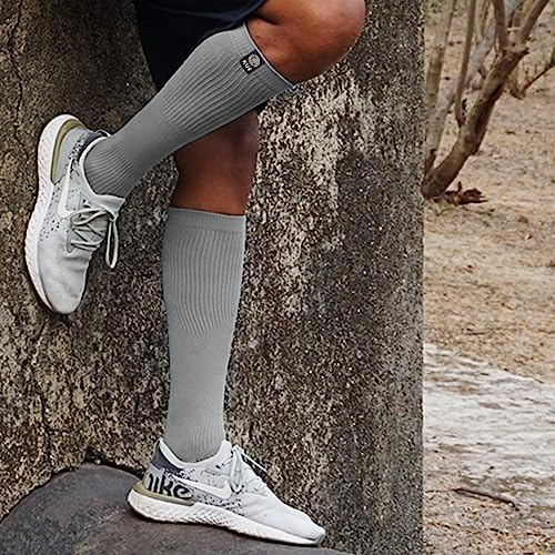 Image of KUE Knee Compression Socks for Men & Women - 18-21 mmHg Support for Pain Relief, Circulation, Blood Recovery - Sports, Running, Football, Cycling - Knee-High, Moisture-Wicking
