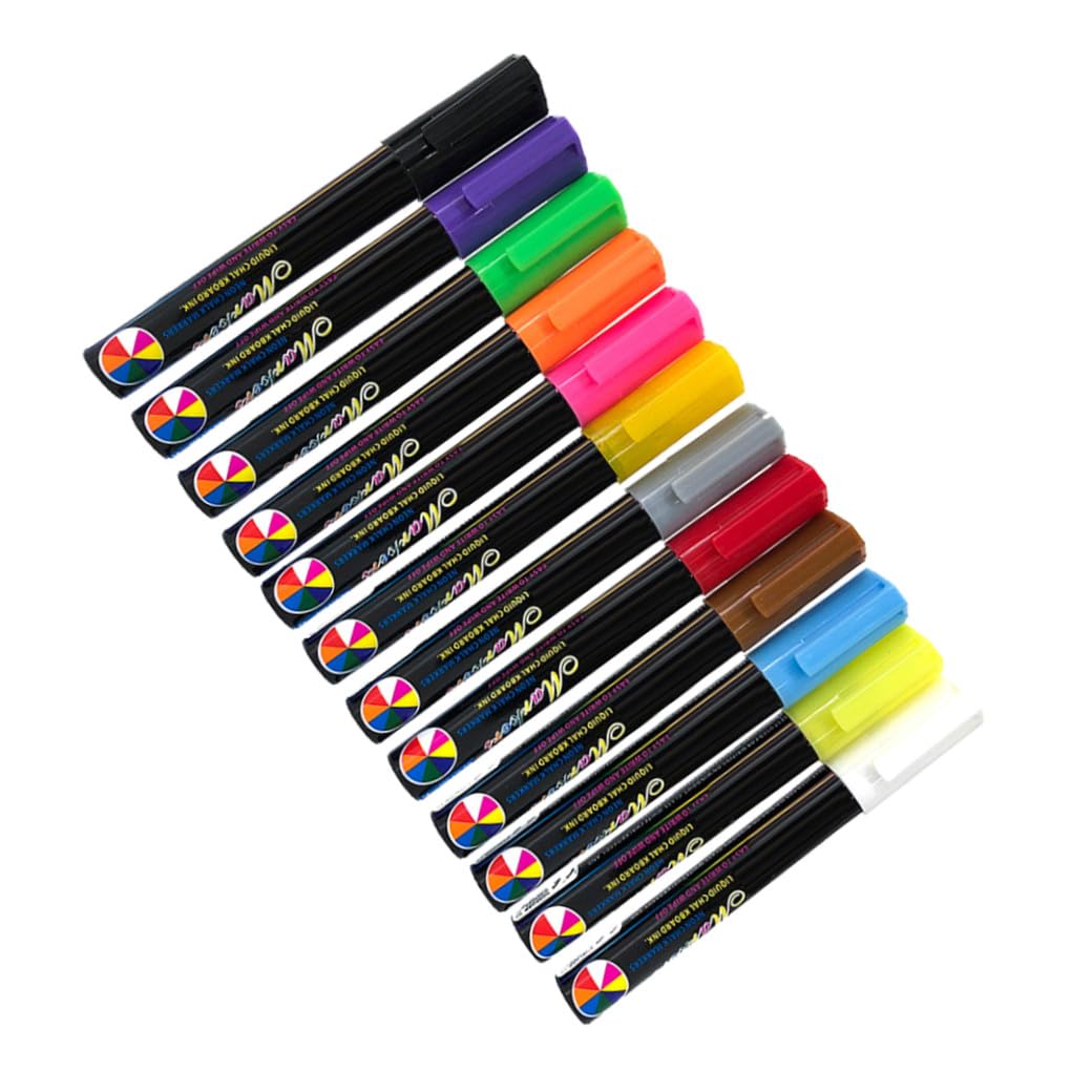OSALADI 12 Stück Erasable Chalk Markers Flüssige Kreidemarker für Tafel Wiederverwendbare Marker für Kreative Projekte Ergonomisches Design und Staubfrei
