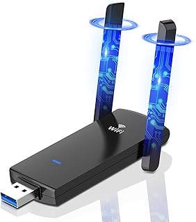 USB WiFi Adapter for PC, WiFi Adapter 1300Mbps USB 3.0 WiFi Dongle 802.11ac Network Adapter for Desktop Laptop, Dual Band 5GHz 2.4GHz, Dual 5dBi Antennas, for Windows 7/8/10/11, Mac OS 10.9-10.15