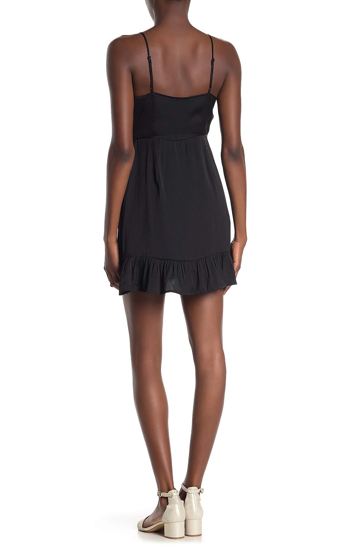 Free People Women's All My Love Sunshine Mini Wrap Dress (Black, Large)