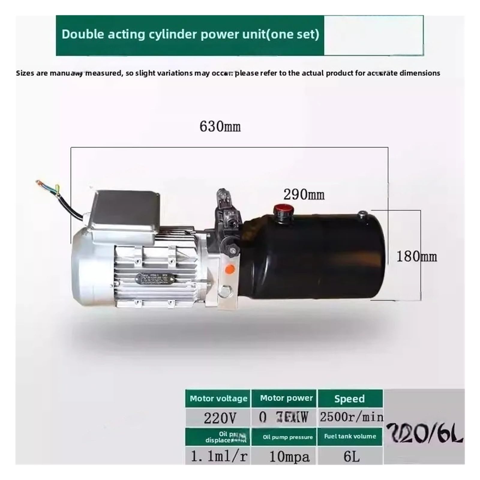 Aggregatbaugruppe 220V380V Miniatur-Bidirektional-Hydraulikpumpenstation Elektrischer Hebebühnenzylinder(0.75KW220V one way)