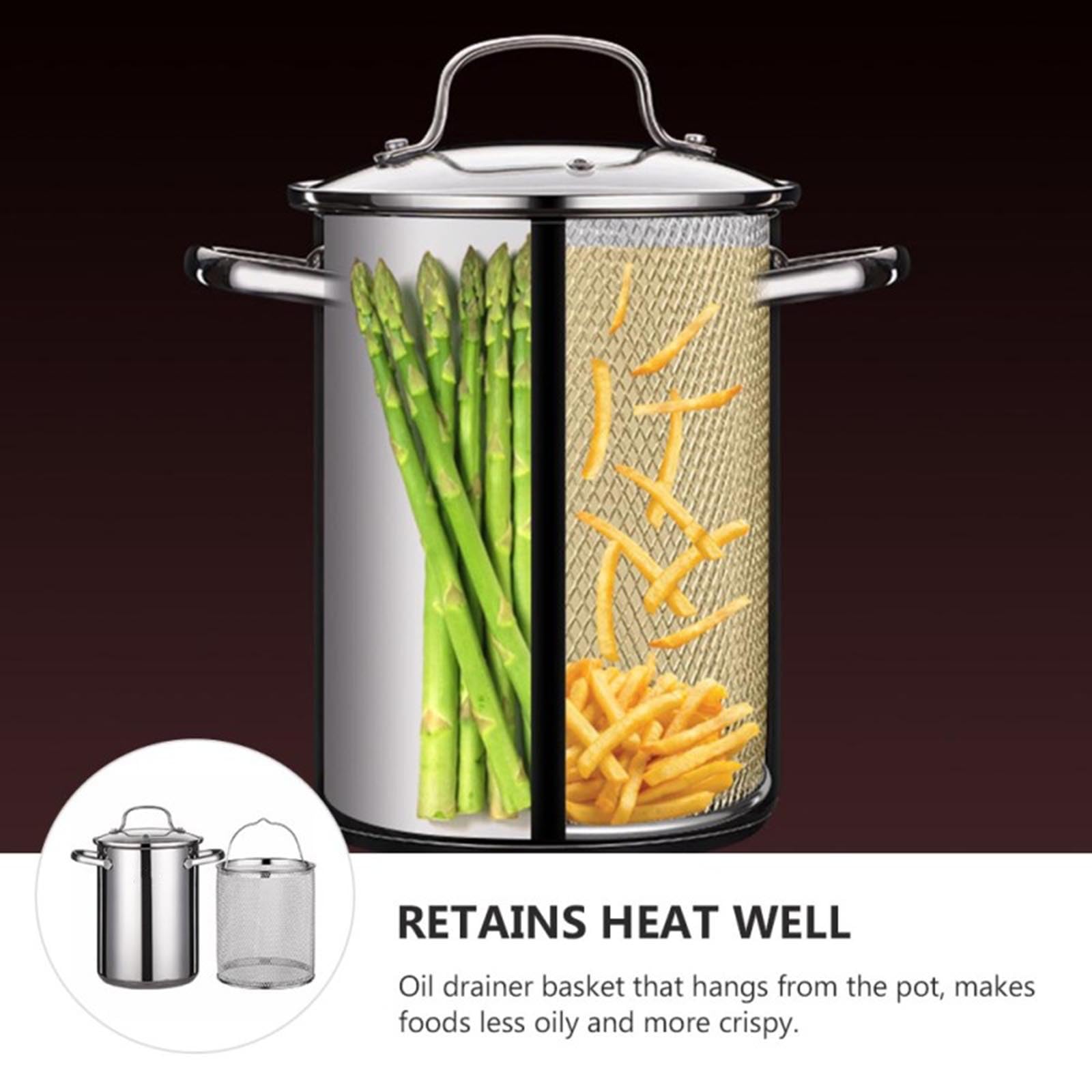 Pot à Asperges avec Couvercle en Verre et Insert de passoire - Cuiseur à Vapeur de légumes en Acier Inoxydable Spaghetti Cuisinière à pâtes pour la Cuisine à Domicile