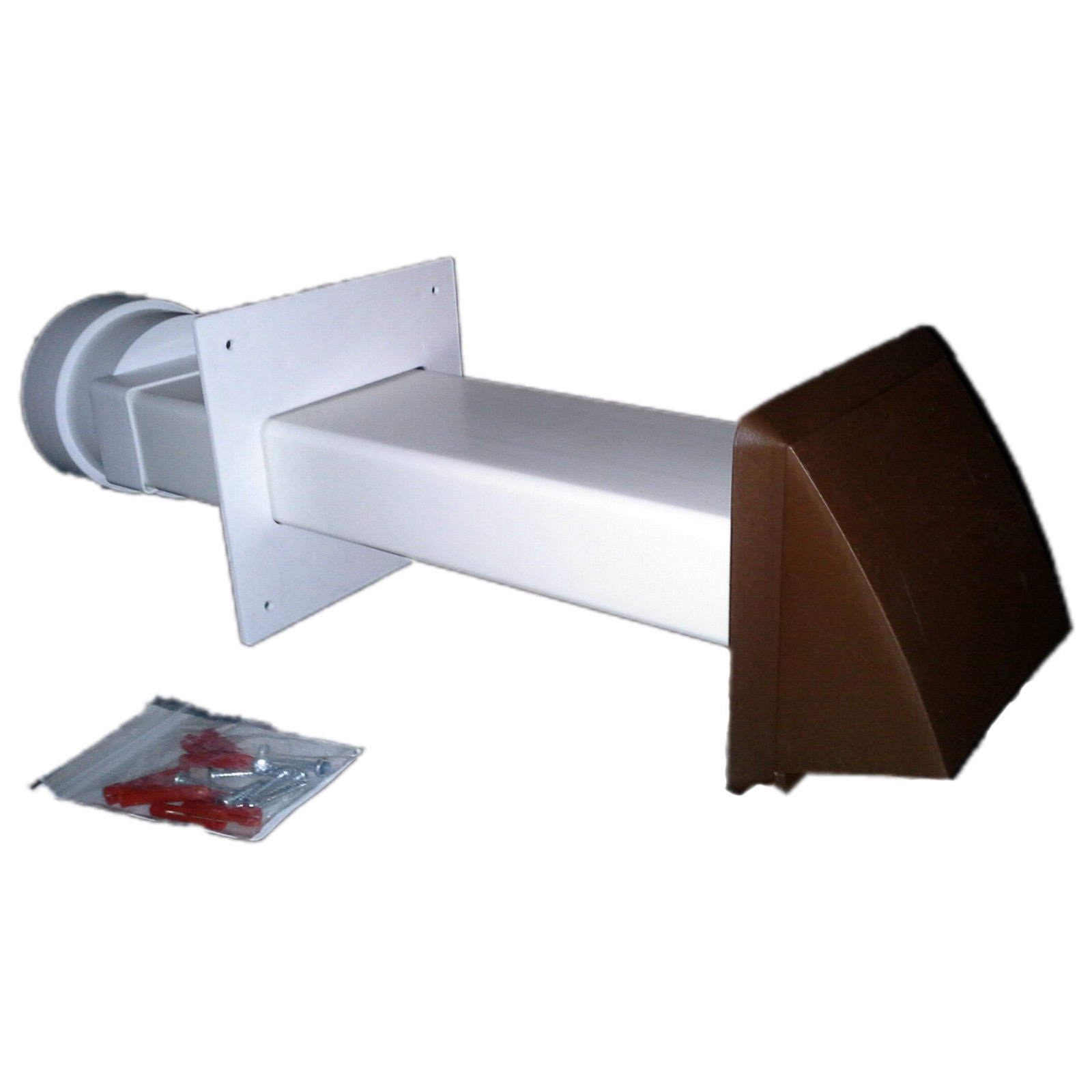 Brown Tumble Dryer Vent Kit ( Cowl Outlet) - 110 X 54Mm Rectangular Through Wall With Stainless Steel External Screws.