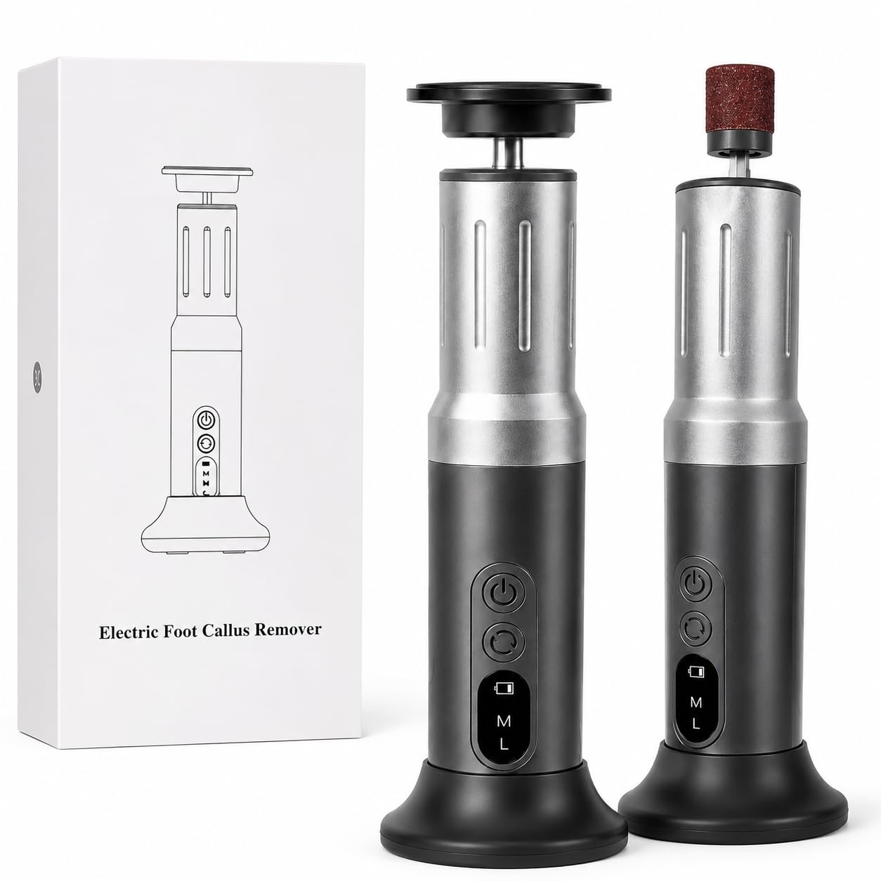 Râpe à Pieds Électrique Rechargeable USB-C, Lime Électrique 2 en 1, 6 Vitesses avec Écran, Batterie 1200 mAh, Têtes Abrasives Remplaçables pour Callosités, Peaux Mortes et Talons Fissurés