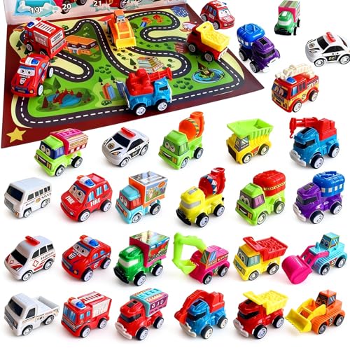 Autospielzeug, 24 Stück Zurückziehen Stadtautos, Spielzeugautos, Kinderspielzeug, Geschenk für Kinder Mädchen und Jungen ab 4 5 6 7 8 9 Jahren