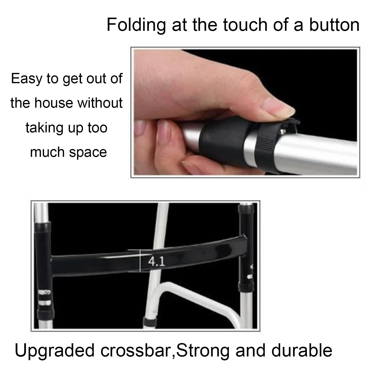 Andador para ancianos,Plegable,Ligero,Sin ruedas,caminadores para mayores,Mango ergonómico con almohadilla antideslizante,ligero,con capacidad de carga de hasta 180 kg,plegable