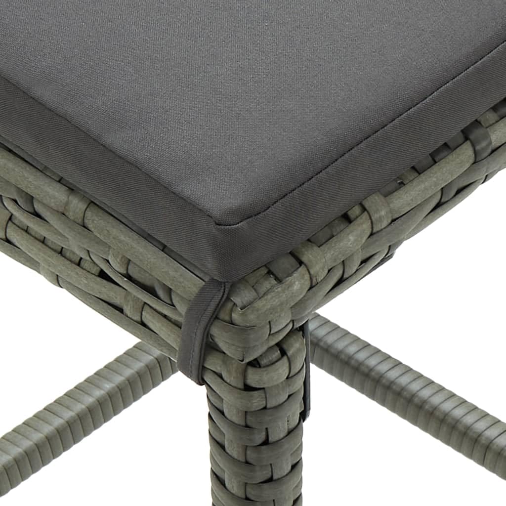 vidaXL Meuble de Bar de Jardin 5 pcs et Coussins Salon de Jardin Ensemble de Salle à Manger Mobilier de Patio Terrasse Extérieur Résine Tressée Gris