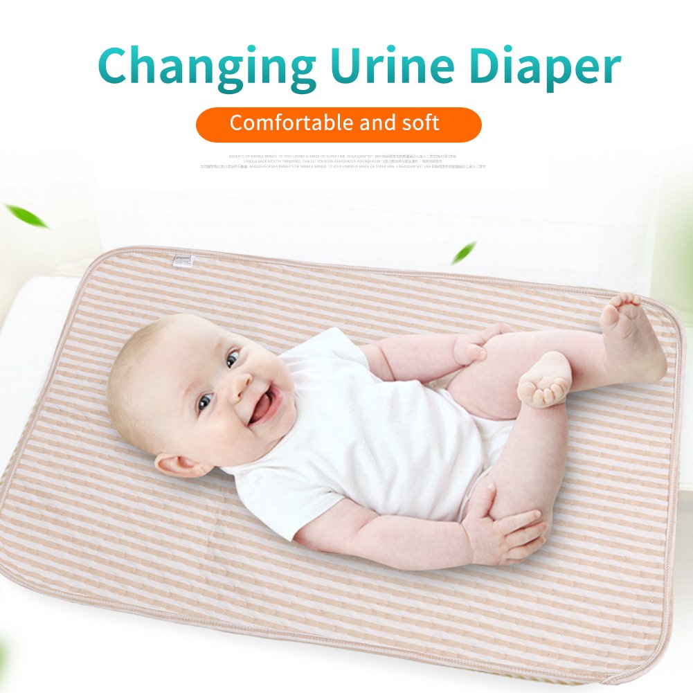 Matelas à Langer en Coton Bio pour Bébé Tapis de Protection Tapis Urine Matelas à Langer de Couches pour Poussette Lit de Bébé Enfant (L-70 * 105cm)